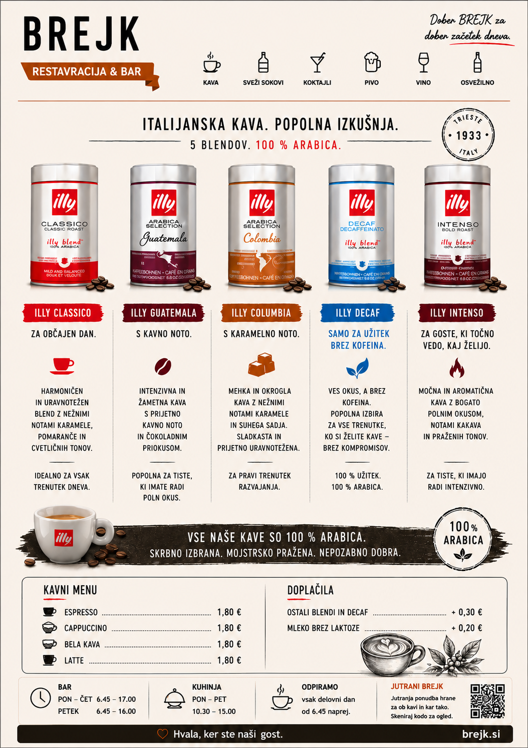 Illy Arabica Selection blendi v BREJK Ljubljana
